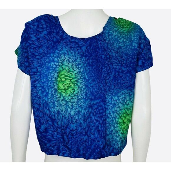 Vintage 90s Rima Hawaiian Crop Top Feathers Petals - Picture 4 of 8